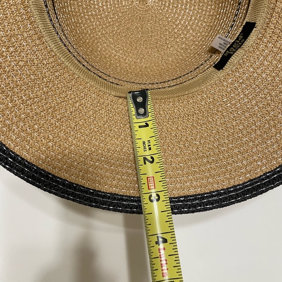 New MAGID HATS Womens Tan Woven Paper Brimmed Hat Black Banded Trim - Picture 10 of 11